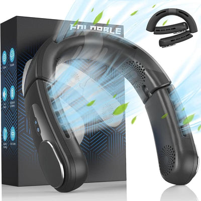 Chillgo Neck Fan - 5200Mah Personal Portable Bladeless Fan - Neck Air Conditioner - Cooling Wearable Fan Rechargeable - MAX 12Hrs, 3 Speed, Foldable - Travel Fan for Camping, Outdoor - Fathersdaygift for Men Dad Husband Boyfriend Him, Cozyvibes