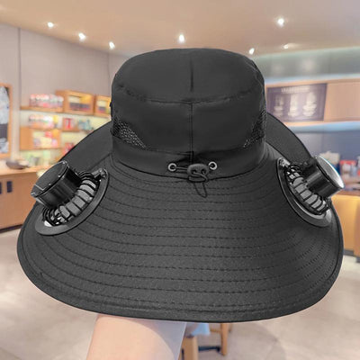 2025 New Solar Fan Outdoor Fishing Hat-Solar Sun Protection Sun Hat with Fan Solar Fan Hat Dual Power Supply Fan Outdoor Fan