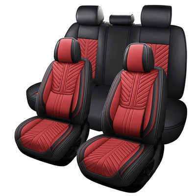 Foneso Car Seat Cover with Lumbar Support, Car Seat Protector Waterproof, Nappa Leather Car Seat Cushion, Car Seat Covers Front Seats and Back Fit for Most Cars